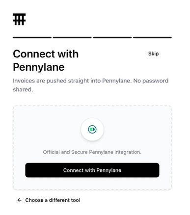 Sanso screen with the Connect with Pennylane button