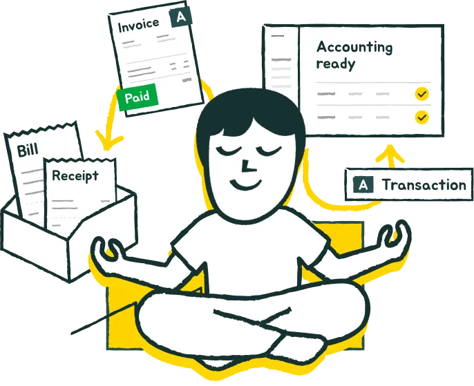 A calm business owner while Sanso reconciles their invoices and cleans up their documents.