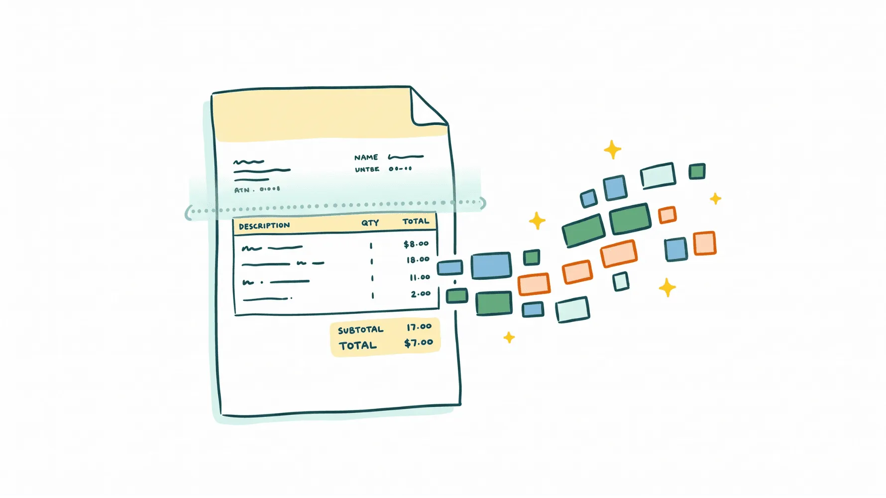 Modern finance workspace with invoice data extraction dashboard on laptop screen